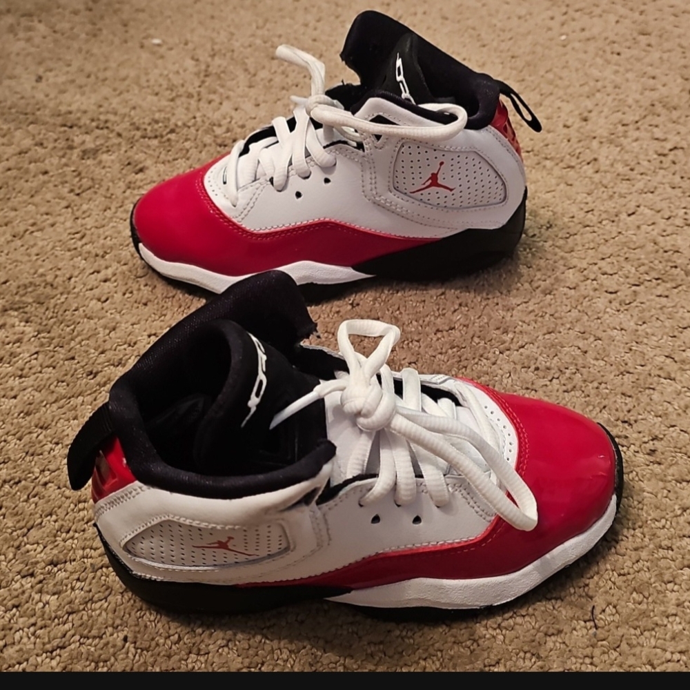 Jordan B' Loyal Kids Gym Red and White Sneakers 11y
